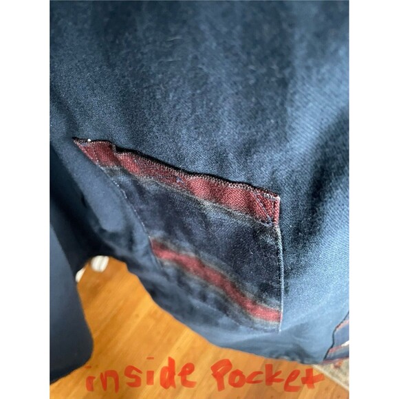 Duluth Heavy Shirt-Jacket,(Shacket) Men XL Tall-Navy, Maroon Stripe Snap Button. - Picture 3 of 4